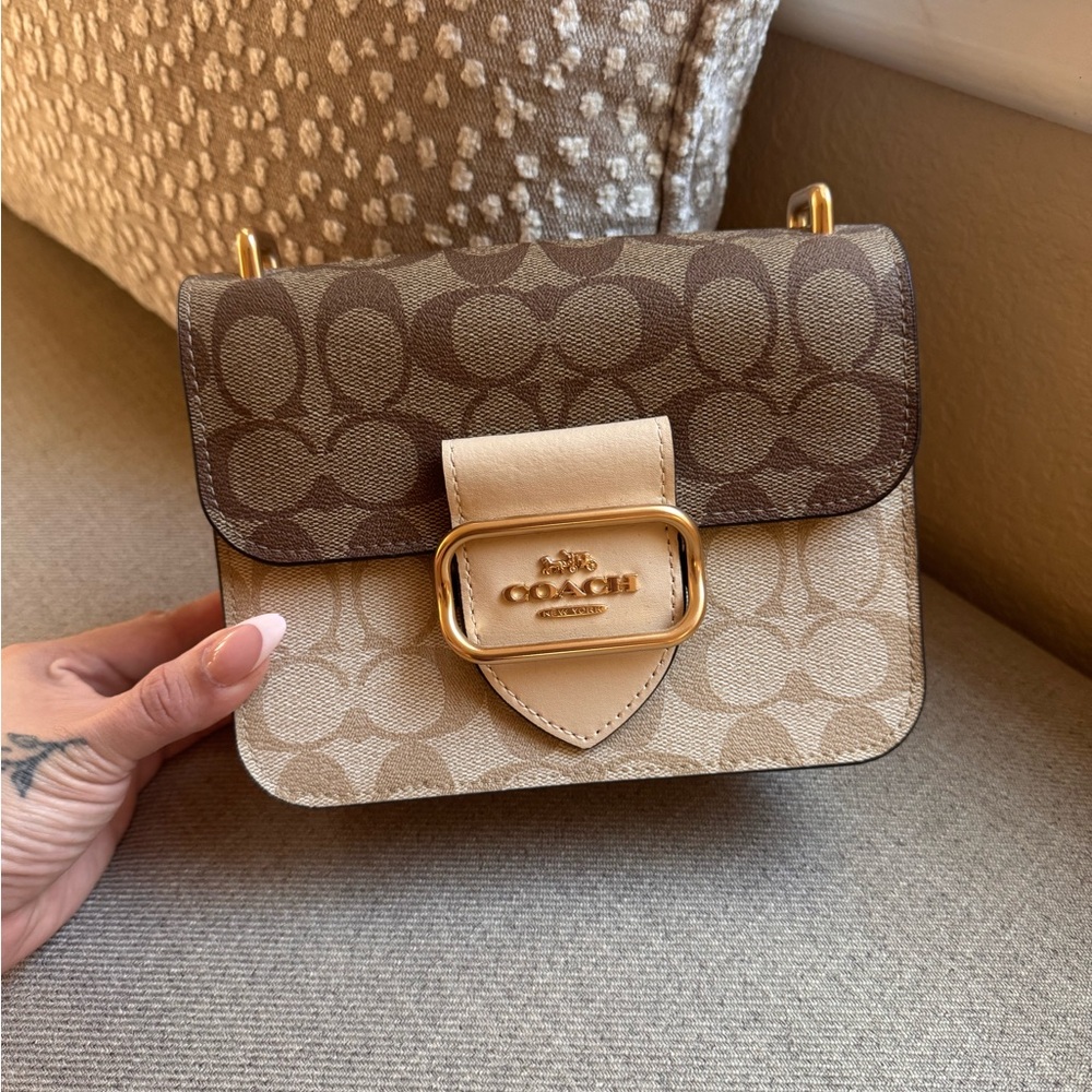 Coach Signature Brown and Tan Crossbody Bag
